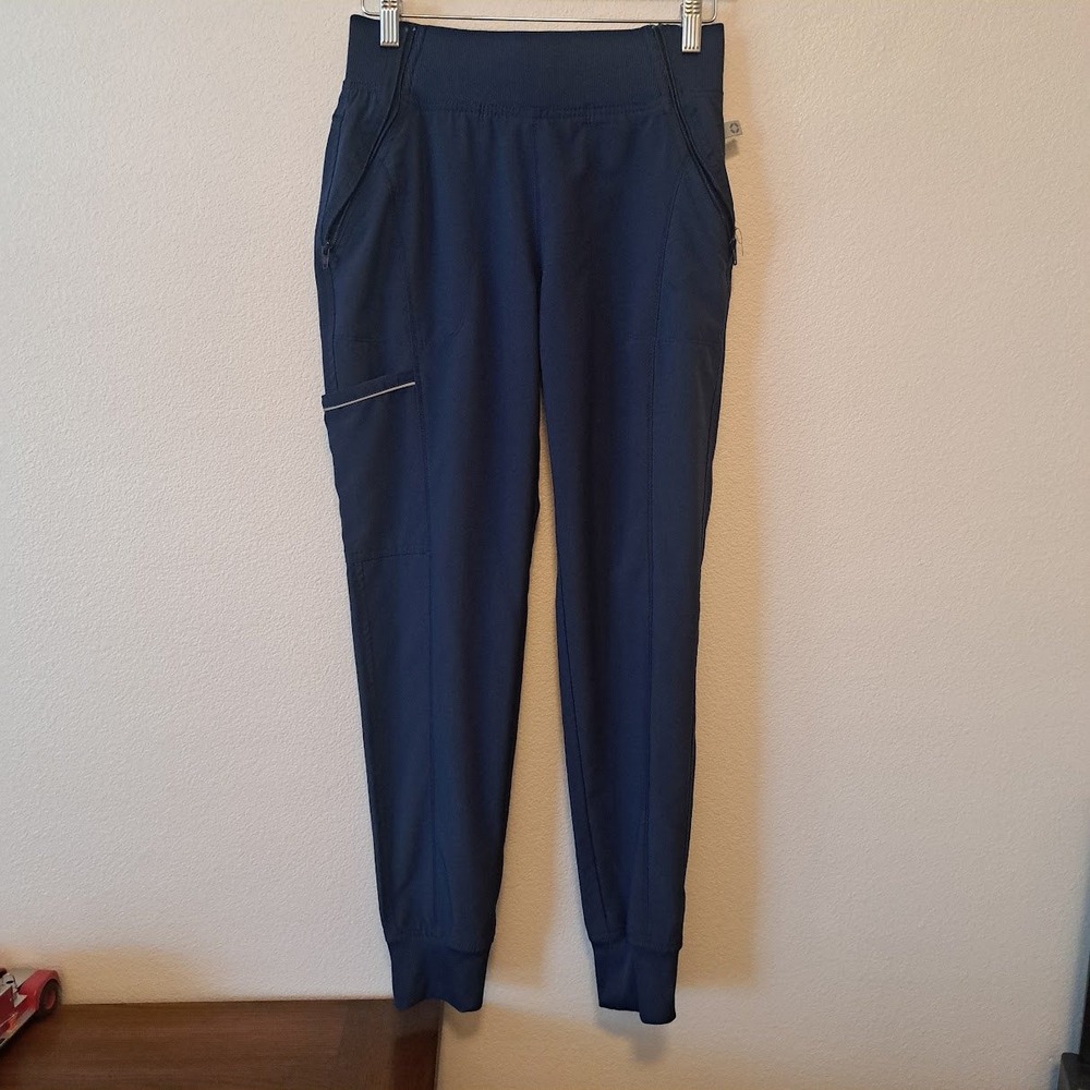 Cherokee Infinity Women Navy Blue Jogger Scrub Pants Mid Rise Cargo CK623